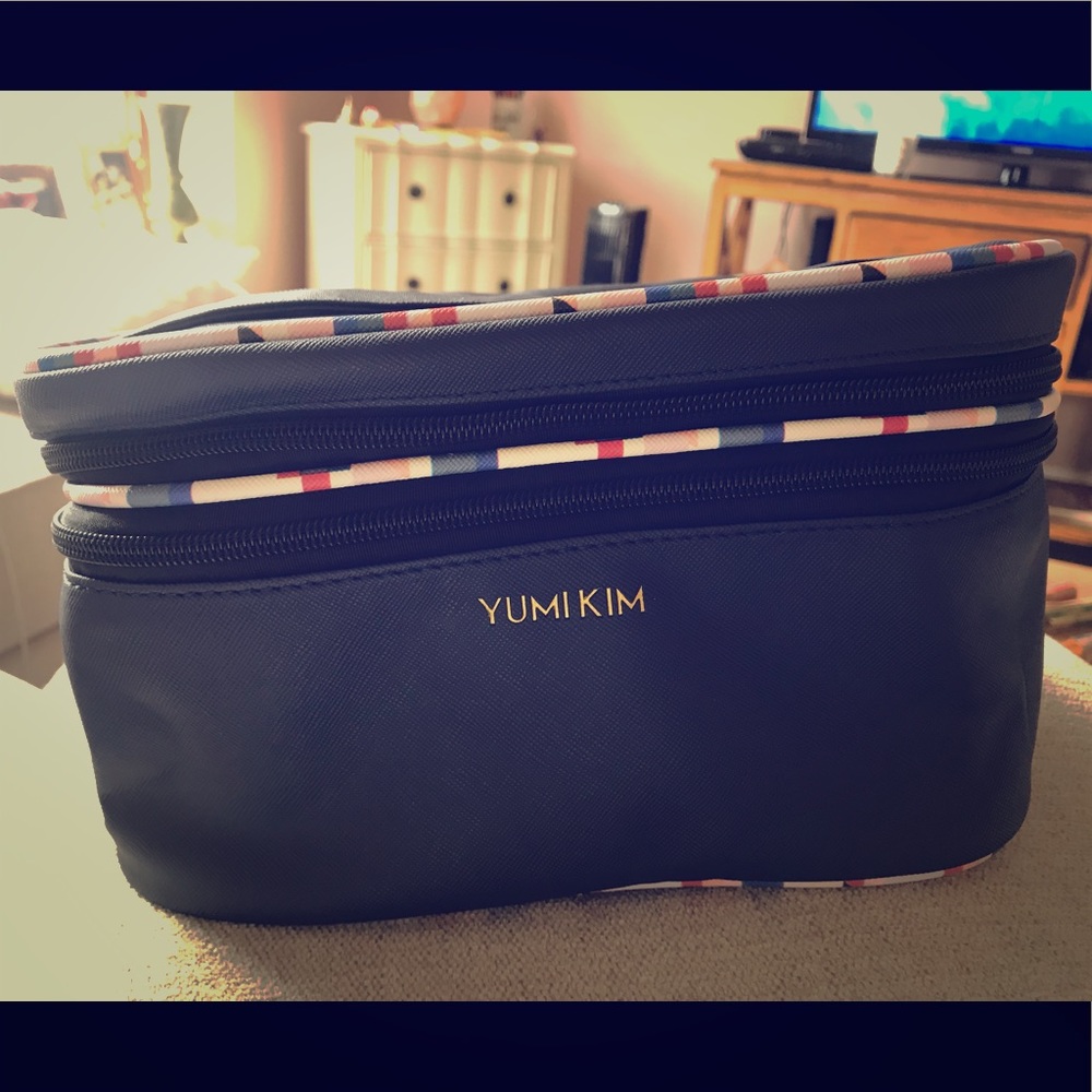 Yumi Kim Navy Blue Train Makeup and Toiletries bag